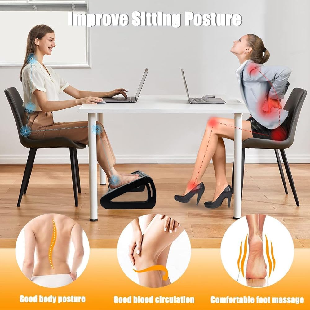 MRC Adjustable Foot Rest for Office Chair with Acupressure Points and Roller | Ergonomic Footrest for Office Desk with 6 Heights - MRC Executive Chairs
