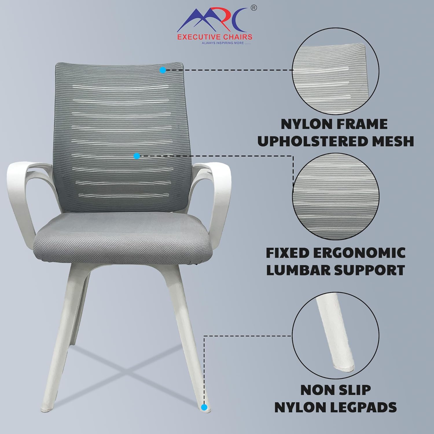 MRC Boom Fix Staff Chair | Mid-Back Fixed Ergonomic for Office Chair & Study Chair - MRC Executive Chairs