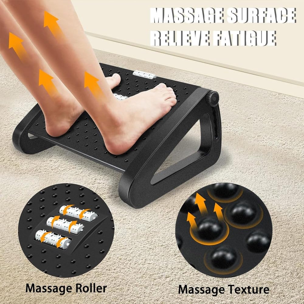 MRC Adjustable Foot Rest for Office Chair with Acupressure Points and Roller | Ergonomic Footrest for Office Desk with 6 Heights - MRC Executive Chairs