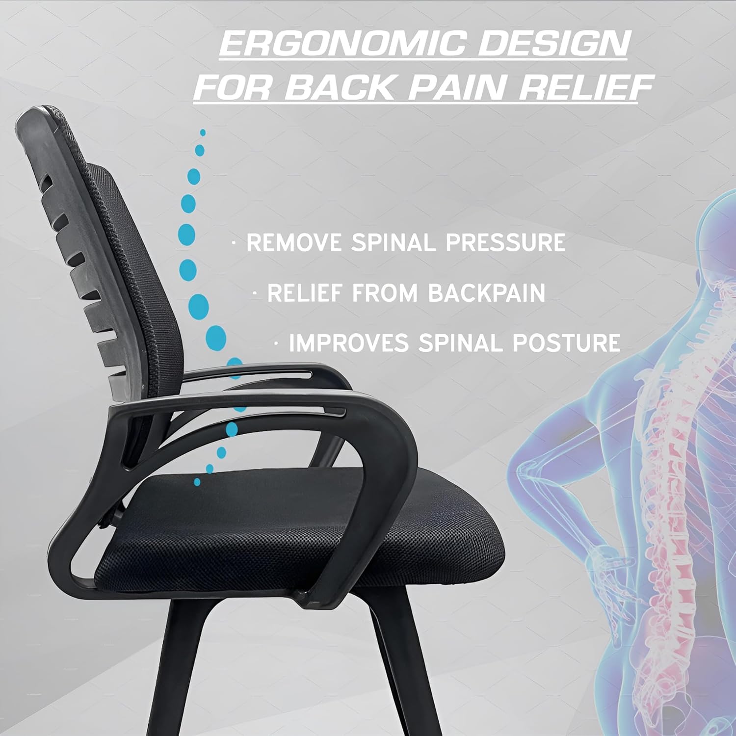 MRC Boom Fix Staff Chair | Mid-Back Fixed Ergonomic for Office Chair & Study Chair - MRC Executive Chairs