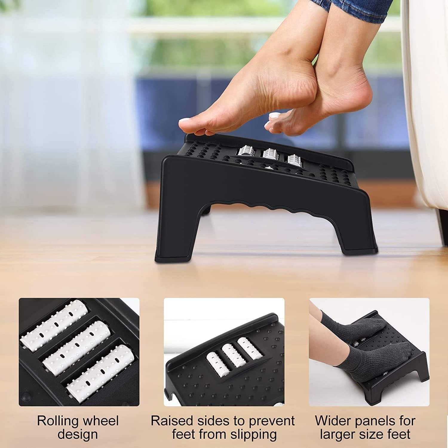 MRC Anti Slip Footrest | MRC Foot Rest for Office Chair with Acupressure Points and Roller | Ergonomic Footrest for Office Desk - MRC Executive Chairs