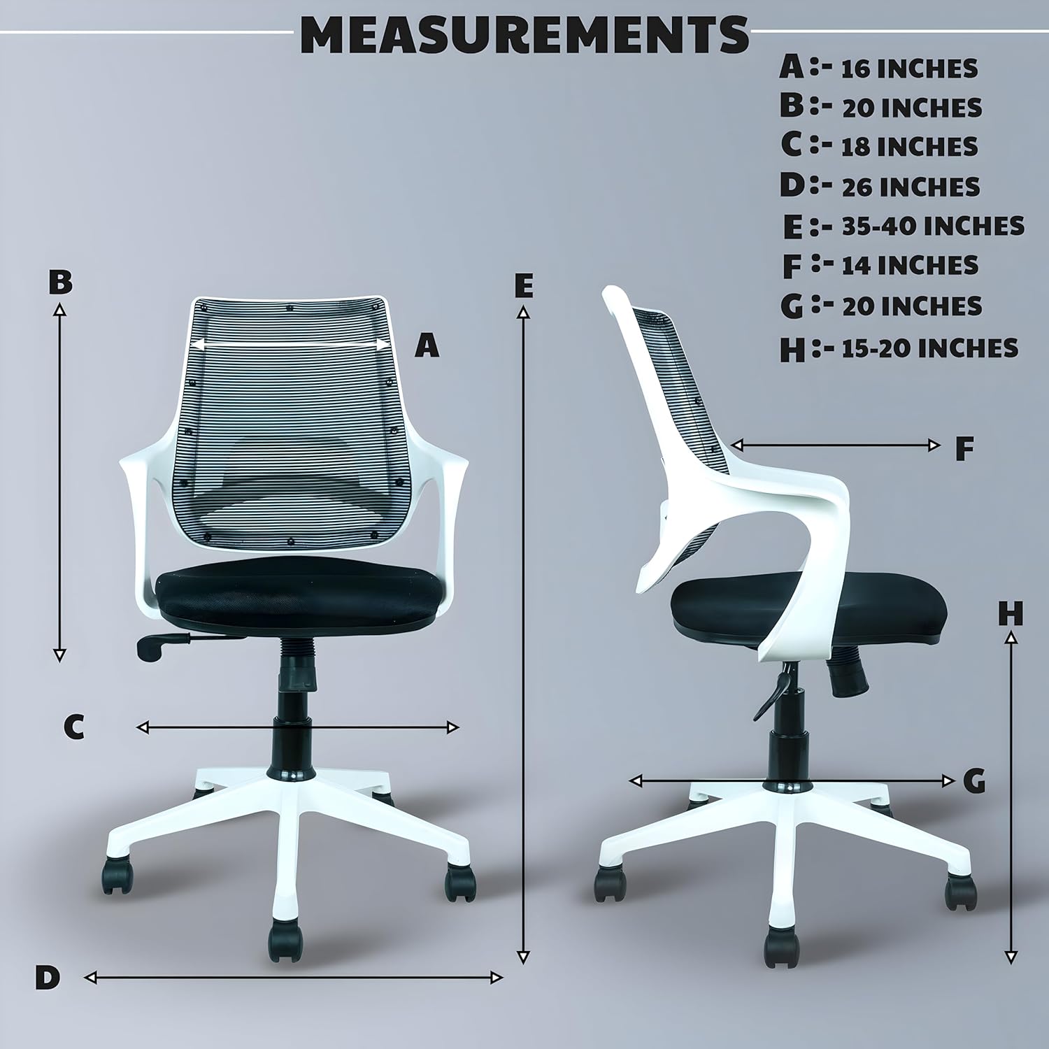 MRC Mono Revolving Ergonomic Office Chair | Breathable Mesh & Study–Lumbar Support with Heavy Duty Nylon Base - MRC Executive Chairs
