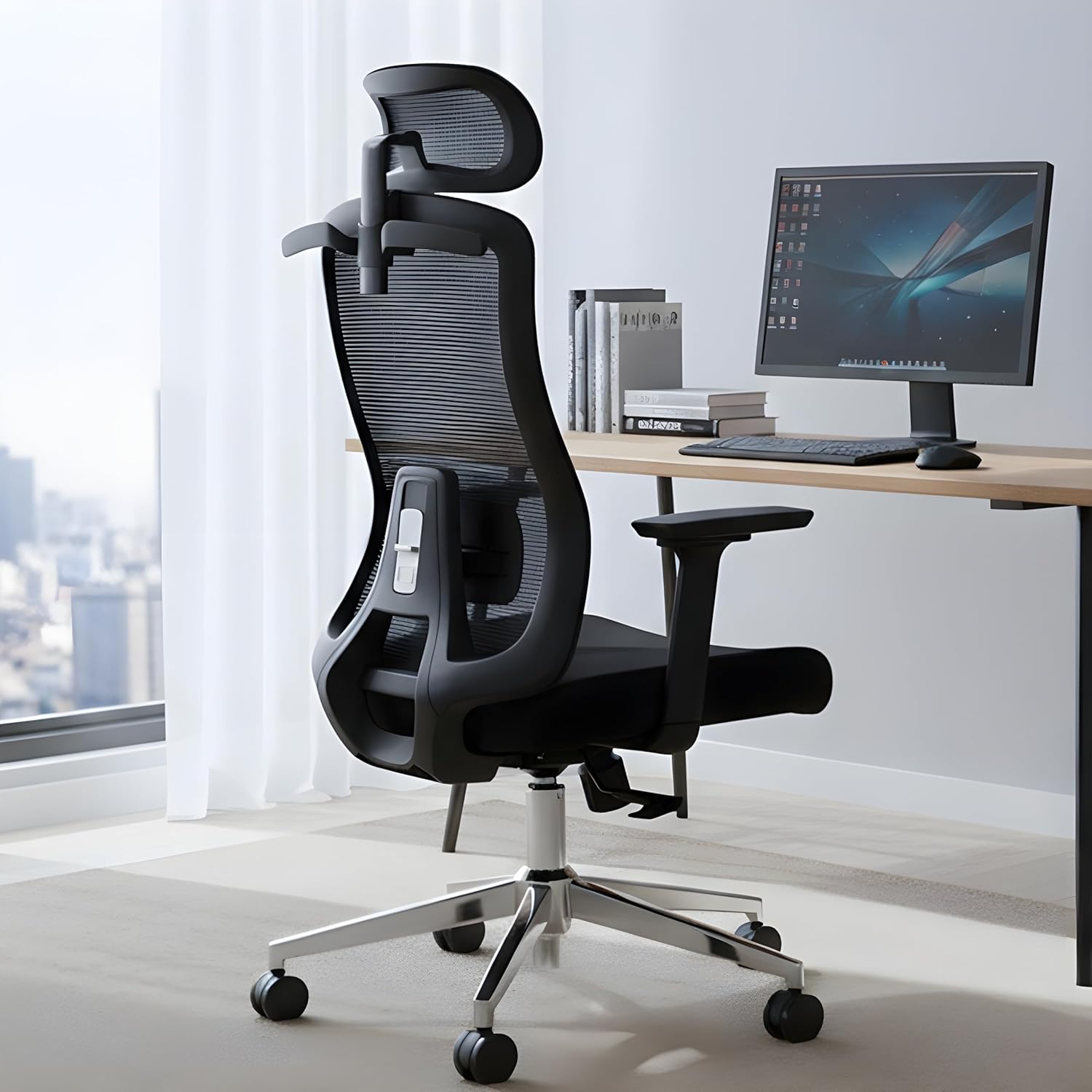 MRC Apex Ergonomic Office Chair| Adjustable Lumbar Support & Mesh Seat, 360° Adjustable Armrests, Multi Lock Mechanism - MRC Executive Chairs