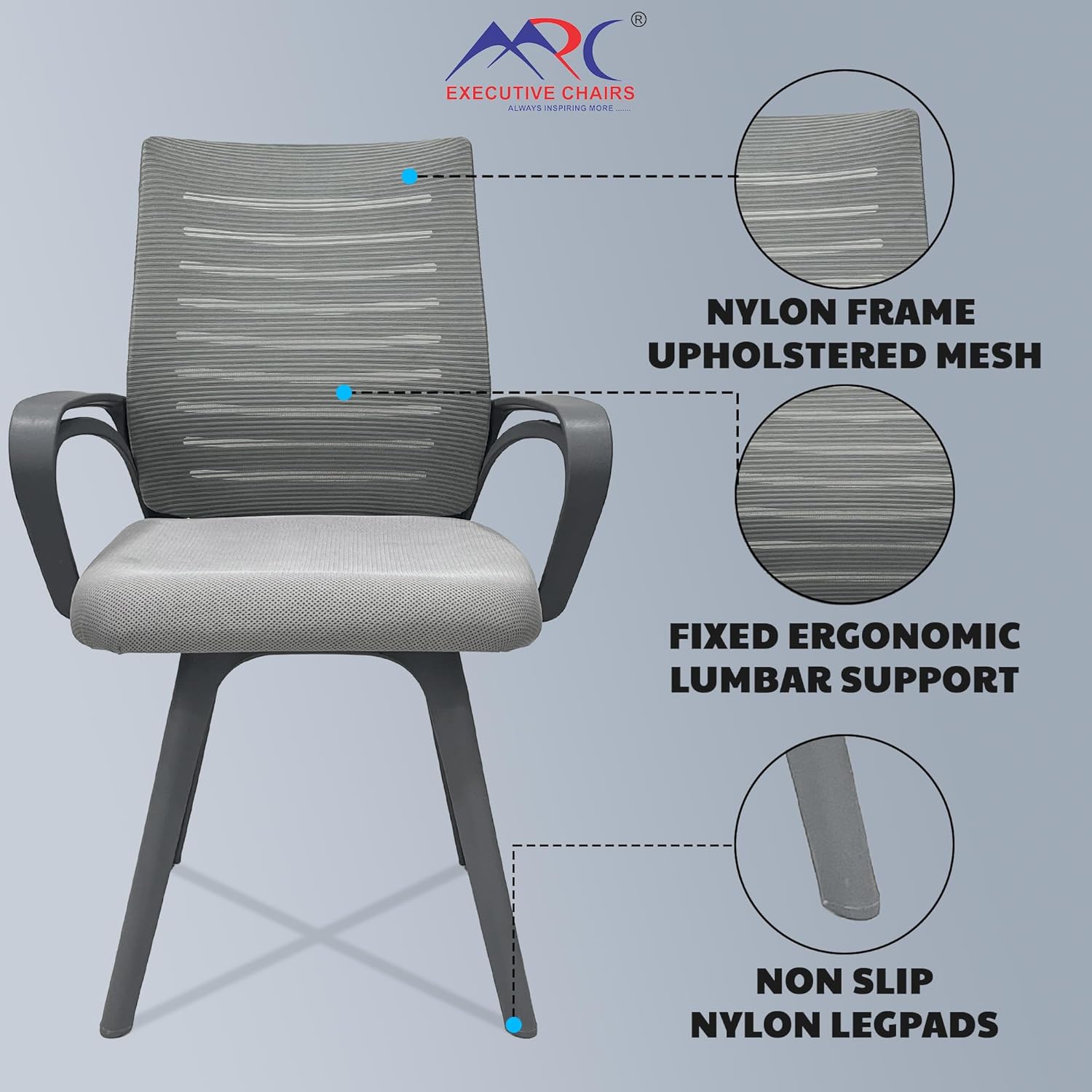 MRC Boom Fix Staff Chair | Mid-Back Fixed Ergonomic for Office Chair & Study Chair - MRC Executive Chairs