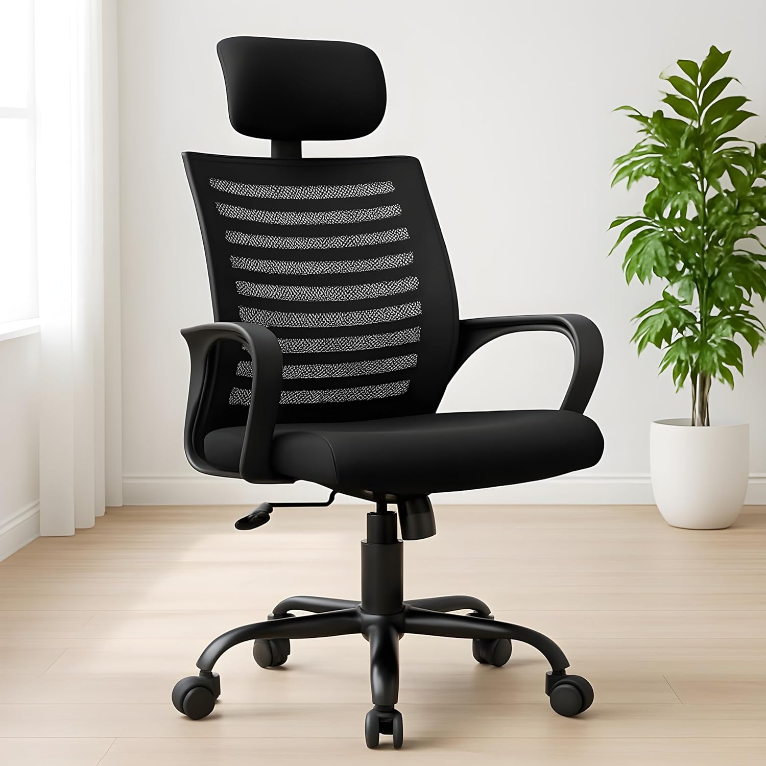 MRC Boom High-Back Office Chair | Ergonomic Desk Office Chair with Adjustable Head Rest and Revolving Heavy Duty Nylon Base - MRC Executive Chairs