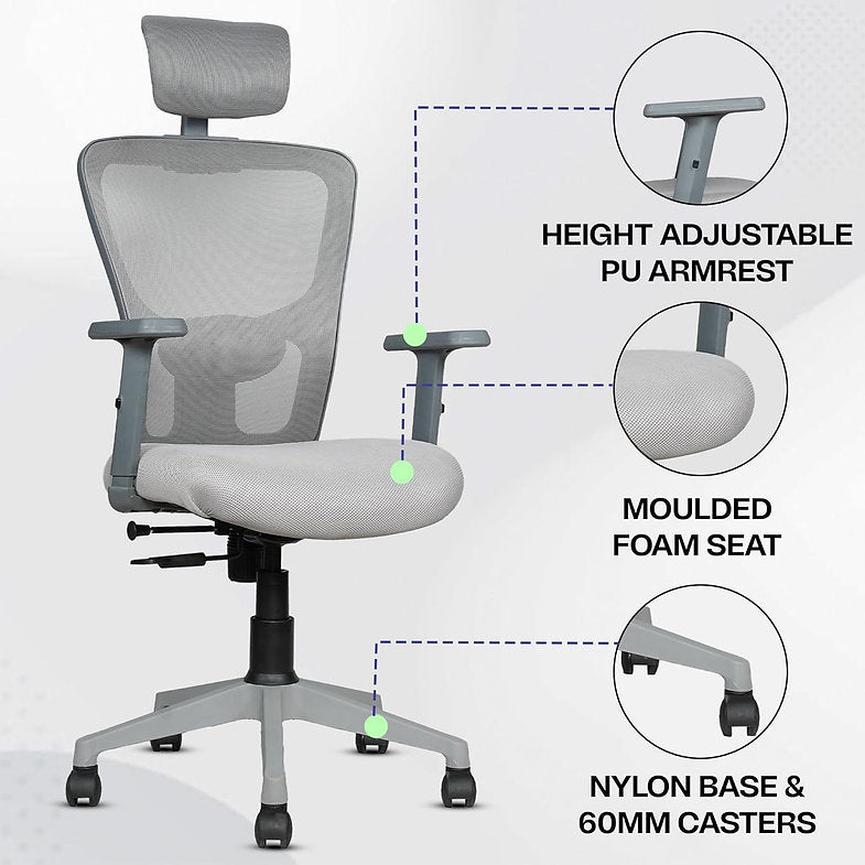 MRC Jazz High-Back Office Chair| Mesh Ergonomic Office Desk Chair with Adjustable Armrests & Lumbar Support - MRC Executive Chairs