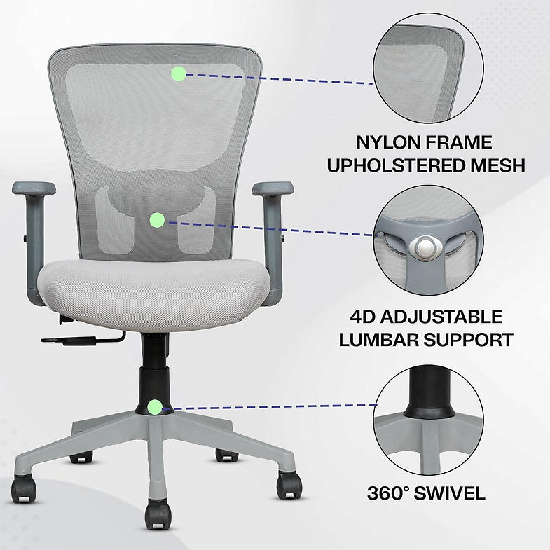 MRC Jazz Mid-Back Office Chair | Office Desk Chair with Adjustable Armrests & Lumbar Support - MRC Executive Chairs