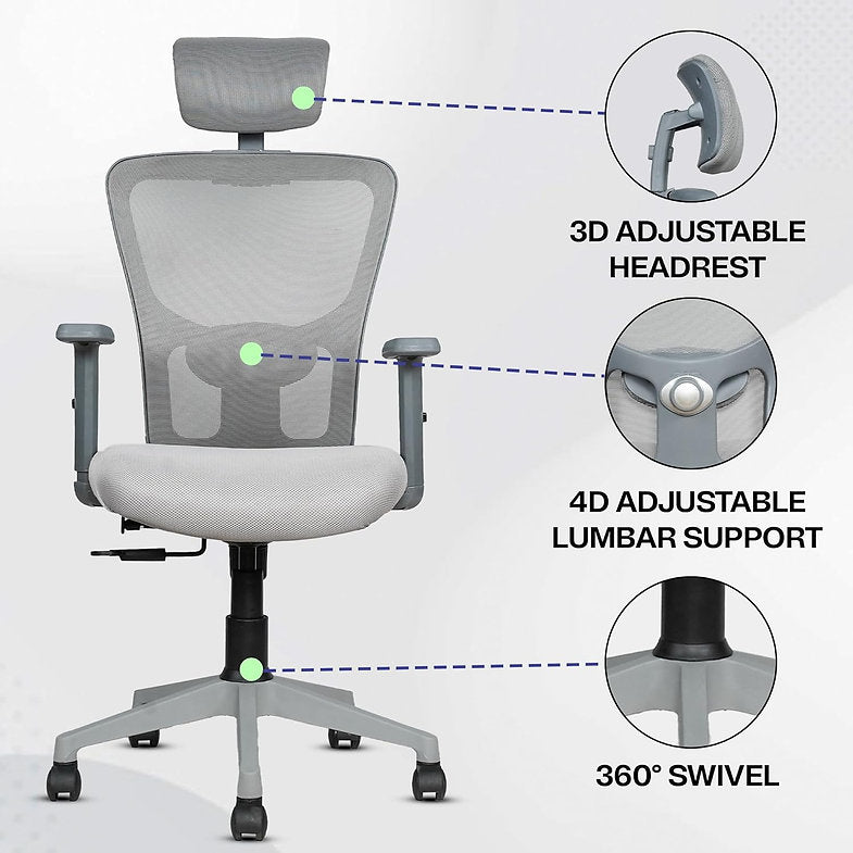 MRC Jazz High-Back Office Chair| Mesh Ergonomic Office Desk Chair with Adjustable Armrests & Lumbar Support - MRC Executive Chairs