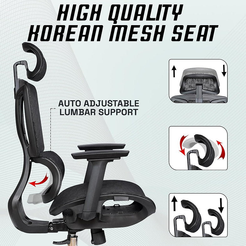 MRC Bravo Premium Ergonomic Office Chair | High Back Mesh with Auto-Adjustable Lumbar & 3D Arms - MRC Executive Chairs