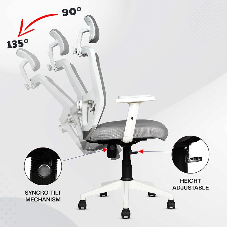 MRC Jazz High-Back Office Chair| Mesh Ergonomic Office Desk Chair with Adjustable Armrests & Lumbar Support - MRC Executive Chairs