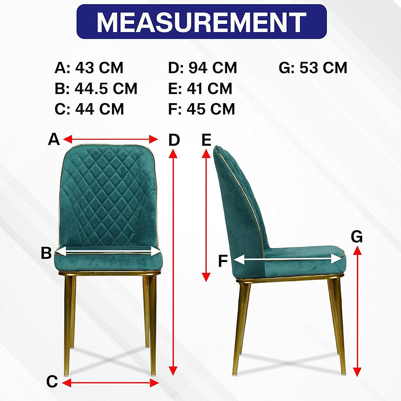 MRC Dining Chair (Green) | Velvet Fabric & Cushion Seat for Restaurants, Bedroom, Living Room - MRC Executive Chairs