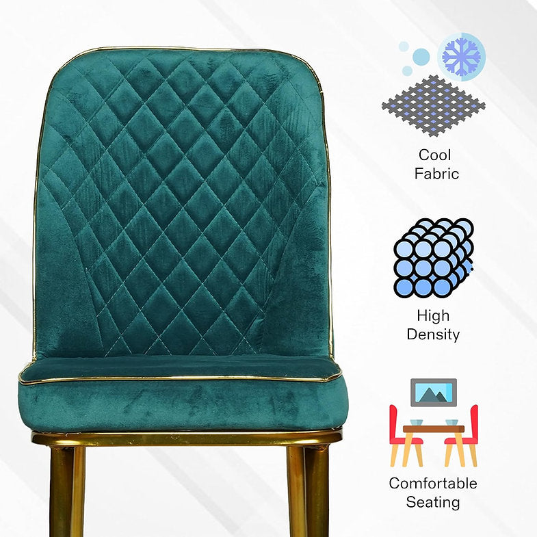 MRC Dining Chair (Green) | Velvet Fabric & Cushion Seat for Restaurants, Bedroom, Living Room - MRC Executive Chairs