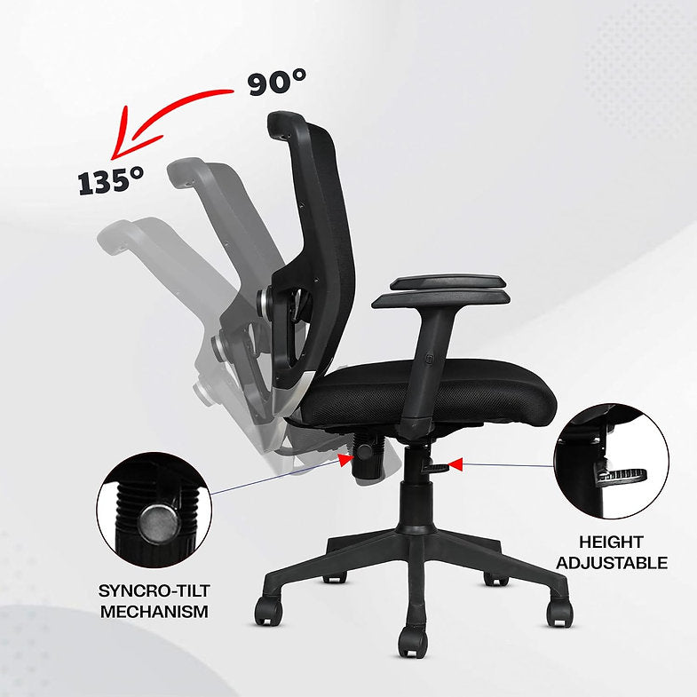 MRC Jazz Mid-Back Office Chair | Office Desk Chair with Adjustable Armrests & Lumbar Support - MRC Executive Chairs