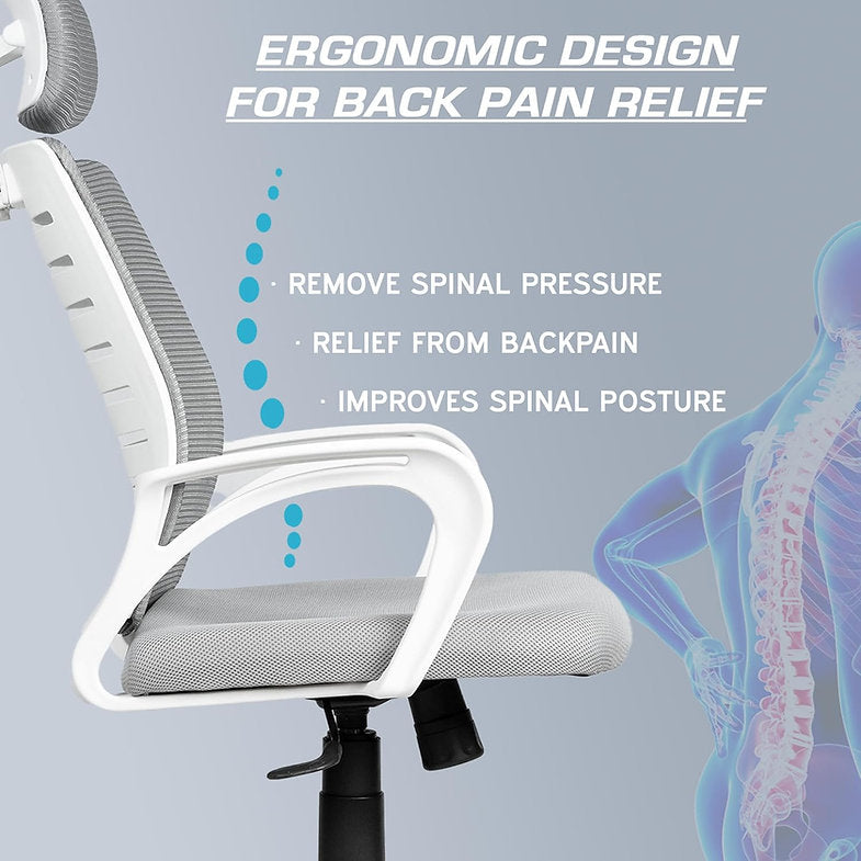 MRC Boom High-Back Office Chair | Ergonomic Desk Office Chair with Adjustable Head Rest and Revolving Heavy Duty Nylon Base - MRC Executive Chairs