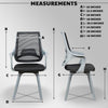 black and white mrc mono fixed chair featuring an ergonomic upholstered mesh back and nylon frame