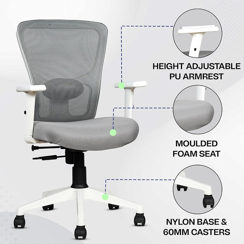 MRC Jazz Mid-Back Office Chair | Office Desk Chair with Adjustable Armrests & Lumbar Support - MRC Executive Chairs