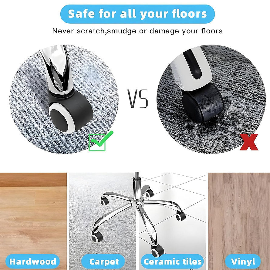 50MM Black & White Wheels | Heavy-Duty Replacement Casters with 250 kg Load Capacity for Smooth & Silent Rolling | Chair Accessories - MRC Executive Chairs