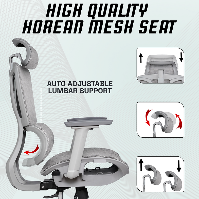 MRC Bravo Premium Ergonomic Office Chair | High Back Mesh with Auto-Adjustable Lumbar & 3D Arms - MRC Executive Chairs