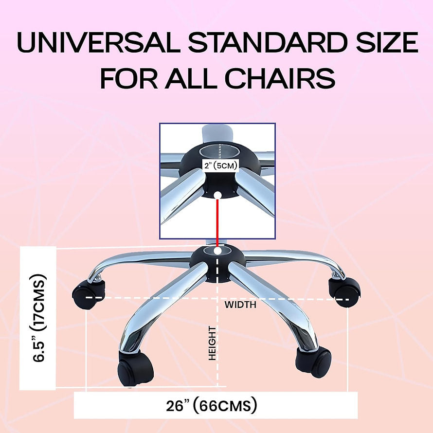 Chrome Base | Heavy Duty Chair Base with Wheels/Chair Stand/Stand Replacement/Metal 25" Inches with Nylon Wheels | Chair Accessories - MRC Executive Chairs