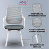 MRC Mono gray and white fixed ergonomic mesh office chair with nylon frame and lumbar support.