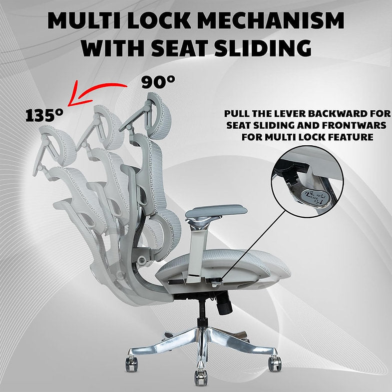MRC Legacy Premium Ergonomic Office Chair | Adjustable Lumbar Support, 8D Armrests, Multi-Tilt Lock Mechanism, Seat Sliding - MRC Executive Chairs