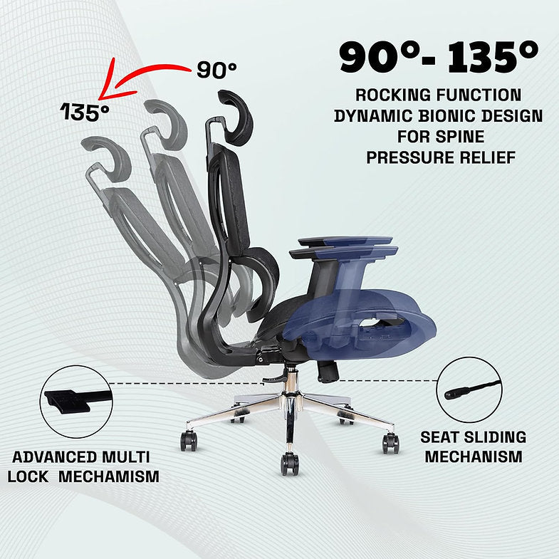 MRC Bravo Premium Ergonomic Office Chair | High Back Mesh with Auto-Adjustable Lumbar & 3D Arms - MRC Executive Chairs