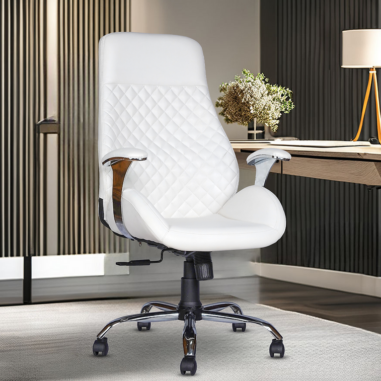 MRC Atlantic Premium leatherette Chair. King Size High Back Boss Maharaja Revolving Chair with 3 Year Warranry,Cushioned Lumbar Support,Multi Lock Mechanism & Chrome Base (Pre Assembled)