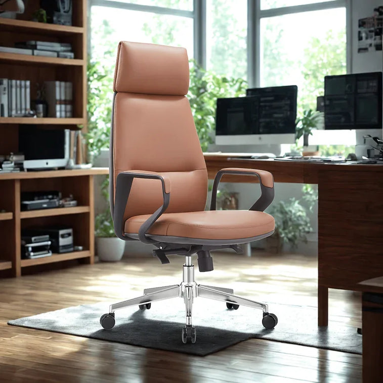 MRC Creta High-back a fusion of sophistication and comfort for the modern workspace. This high-back swivel chair features a moulded foam seat and back upholstered in PU leatherite, ensuring luxurious comfort and durability. Equipped with aluminium fixed armrests and a multi-functional mechanism with tension control