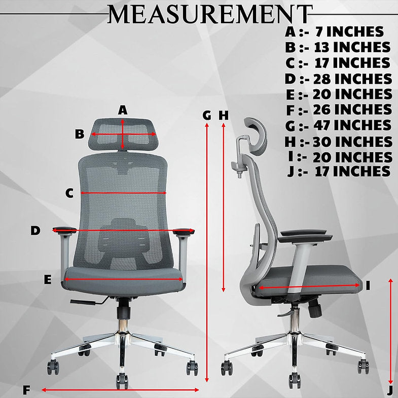 MRC Apex Ergonomic Office Chair| Adjustable Lumbar Support & Mesh Seat, 360° Adjustable Armrests, Multi Lock Mechanism - MRC Executive Chairs