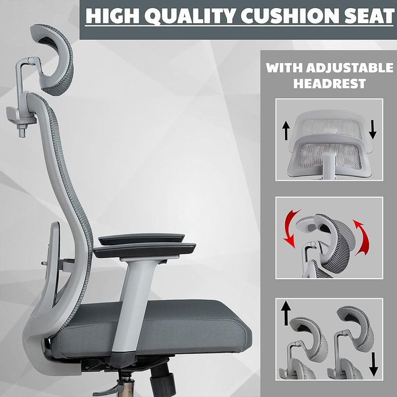 MRC Apex Ergonomic Office Chair| Adjustable Lumbar Support & Mesh Seat, 360° Adjustable Armrests, Multi Lock Mechanism - MRC Executive Chairs