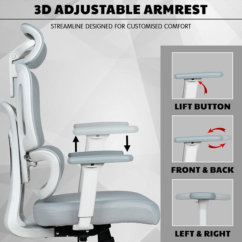 MRC Panther Cushion | Premium Ergonomic Office Chair | 3D Armrests, Multi Lock Mechanism, Seat Sliding - MRC Executive Chairs