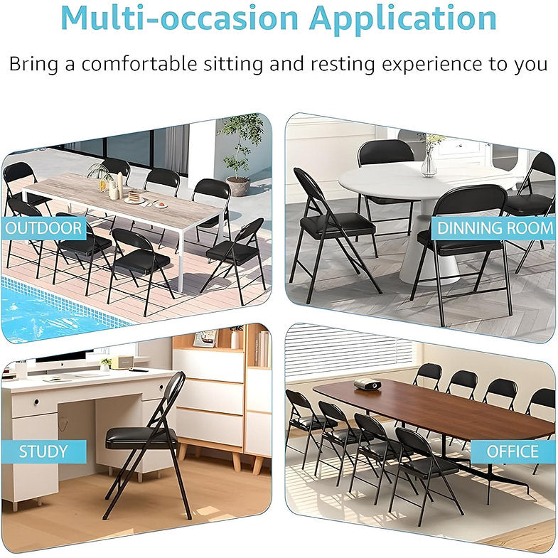 MRC Metal Folding Chair | Super Soft Cushion Seat Upholstered Leatherette for Space-Saving Design for Home - MRC Executive Chairs