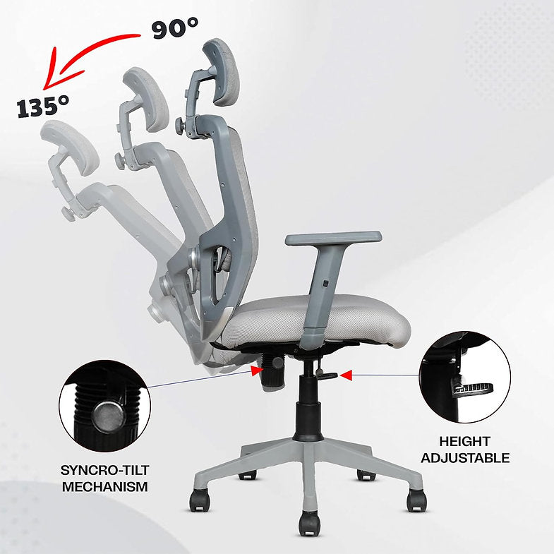 MRC Jazz High-Back Office Chair| Mesh Ergonomic Office Desk Chair with Adjustable Armrests & Lumbar Support - MRC Executive Chairs