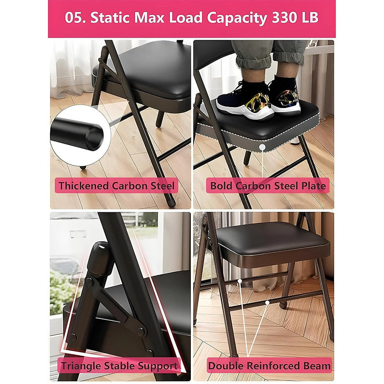 MRC Metal Folding Chair | Super Soft Cushion Seat Upholstered Leatherette for Space-Saving Design for Home - MRC Executive Chairs