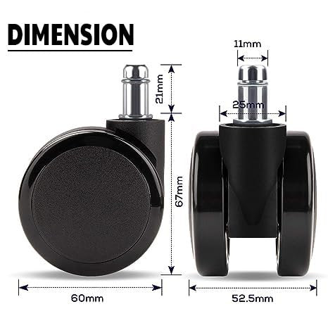 50MM Black & White Wheels | Heavy-Duty Replacement Casters with 250 kg Load Capacity for Smooth & Silent Rolling | Chair Accessories - MRC Executive Chairs