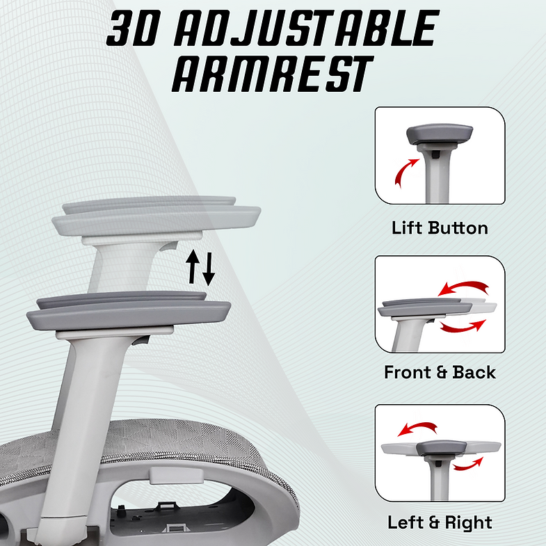 MRC Bravo Premium Ergonomic Office Chair | High Back Mesh with Auto-Adjustable Lumbar & 3D Arms - MRC Executive Chairs