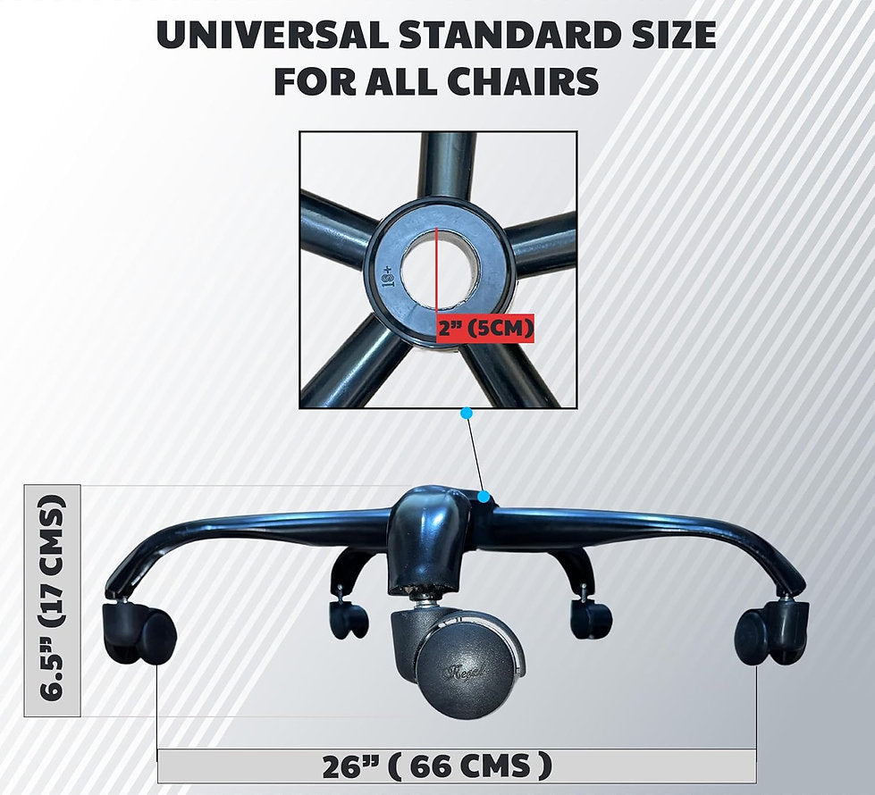 Heavy Duty Chair Base With Wheels | 25 Inches With Nylon Wheels (Black) | Chair Accessories - MRC Executive Chairs