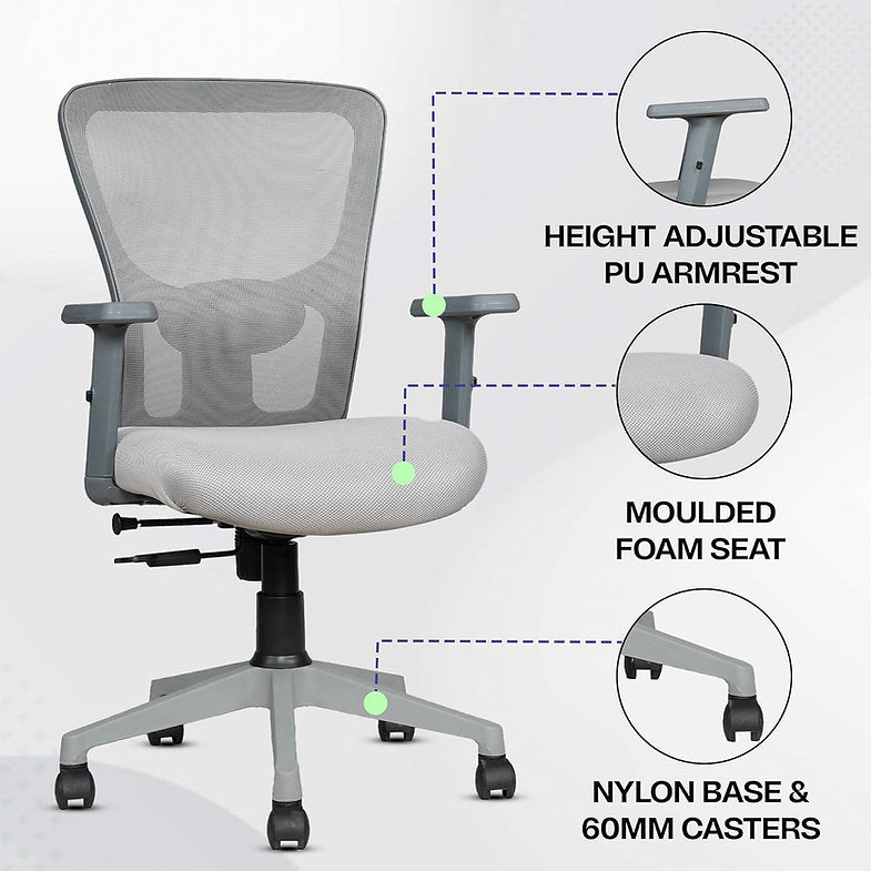 MRC Jazz Mid-Back Office Chair | Office Desk Chair with Adjustable Armrests & Lumbar Support - MRC Executive Chairs