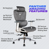 Comfortable ergonomic task chair with sliding mesh seat, adjustable headrest, and tilt lock