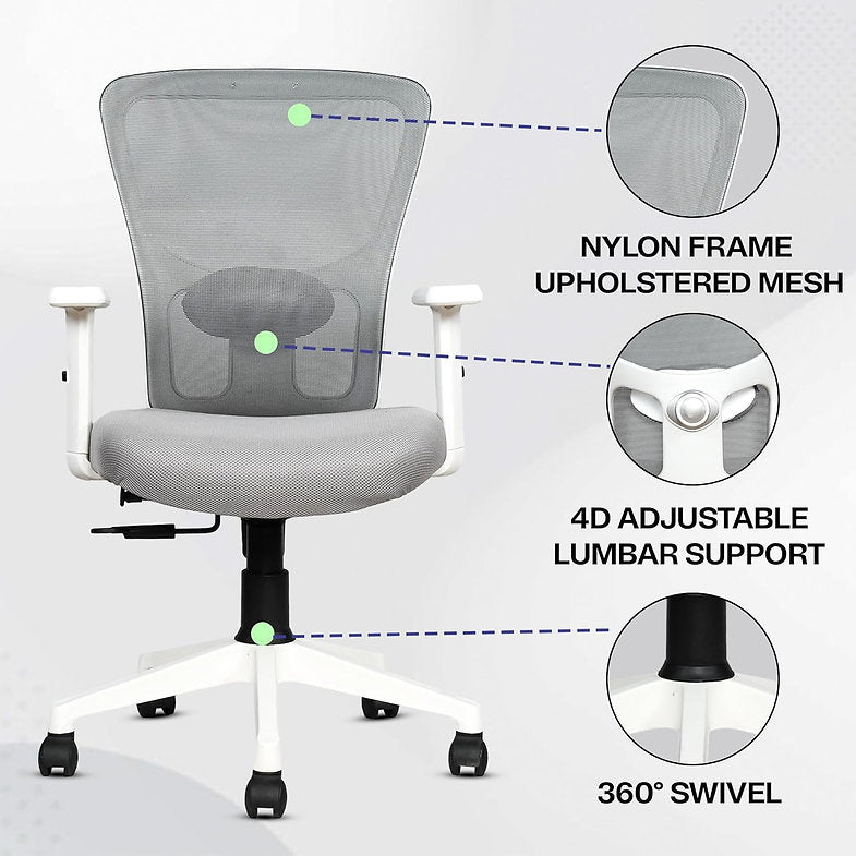 MRC Jazz Mid-Back Office Chair | Office Desk Chair with Adjustable Armrests & Lumbar Support - MRC Executive Chairs