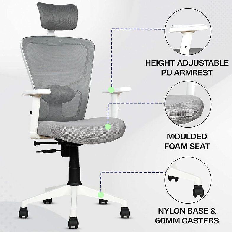 MRC Jazz High-Back Office Chair| Mesh Ergonomic Office Desk Chair with Adjustable Armrests & Lumbar Support - MRC Executive Chairs