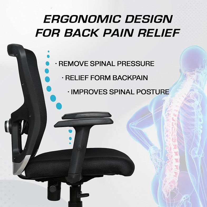 MRC Jazz Mid-Back Office Chair | Office Desk Chair with Adjustable Armrests & Lumbar Support - MRC Executive Chairs