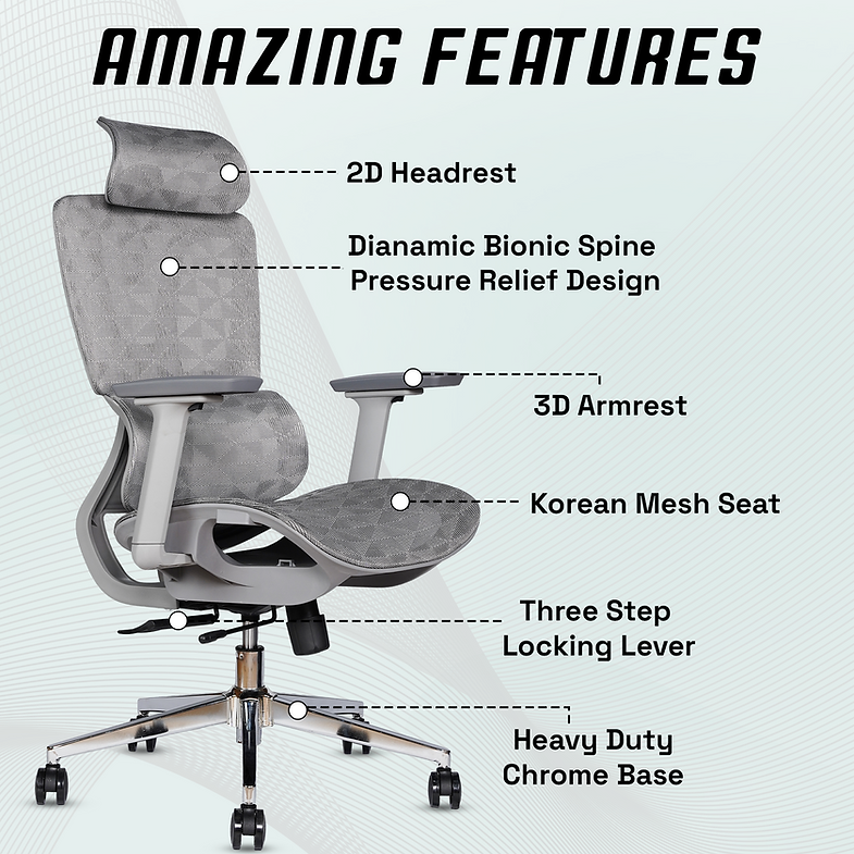 MRC Bravo Premium Ergonomic Office Chair | High Back Mesh with Auto-Adjustable Lumbar & 3D Arms - MRC Executive Chairs
