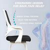 black and white mrc mono fixed chair featuring an ergonomic upholstered mesh back and nylon frame