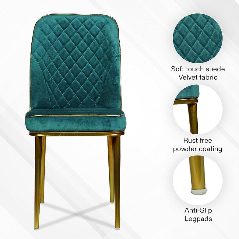 MRC Dining Chair (Green) | Velvet Fabric & Cushion Seat for Restaurants, Bedroom, Living Room - MRC Executive Chairs