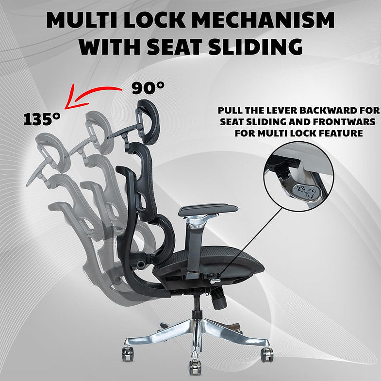 MRC Legacy Premium Ergonomic Office Chair | Adjustable Lumbar Support, 8D Armrests, Multi-Tilt Lock Mechanism, Seat Sliding - MRC Executive Chairs