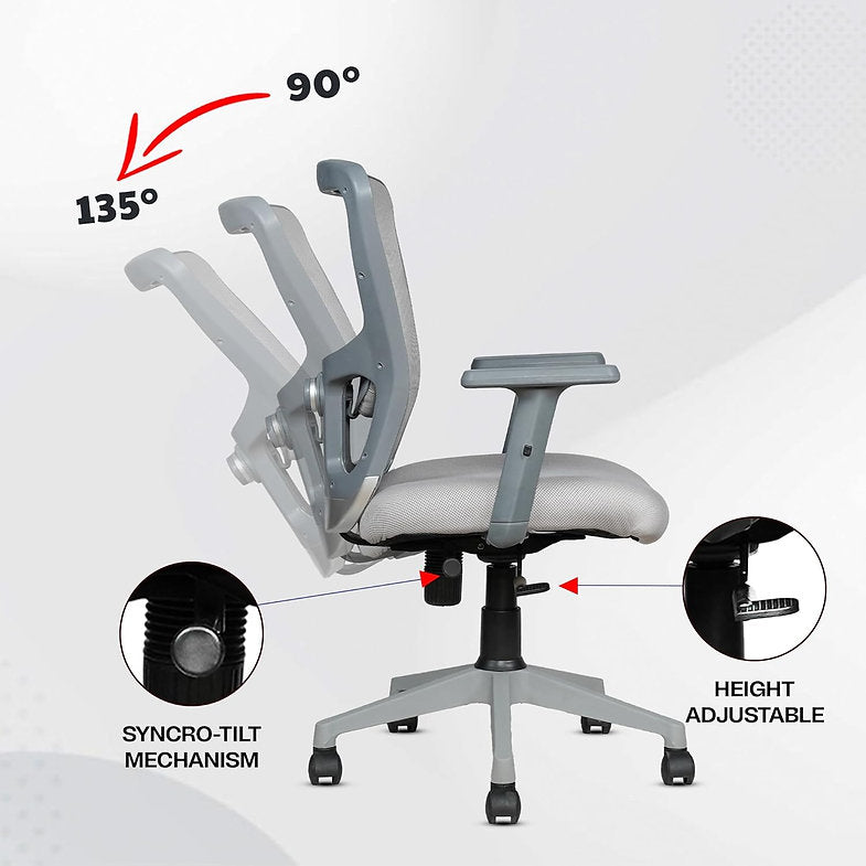 MRC Jazz Mid-Back Office Chair | Office Desk Chair with Adjustable Armrests & Lumbar Support - MRC Executive Chairs