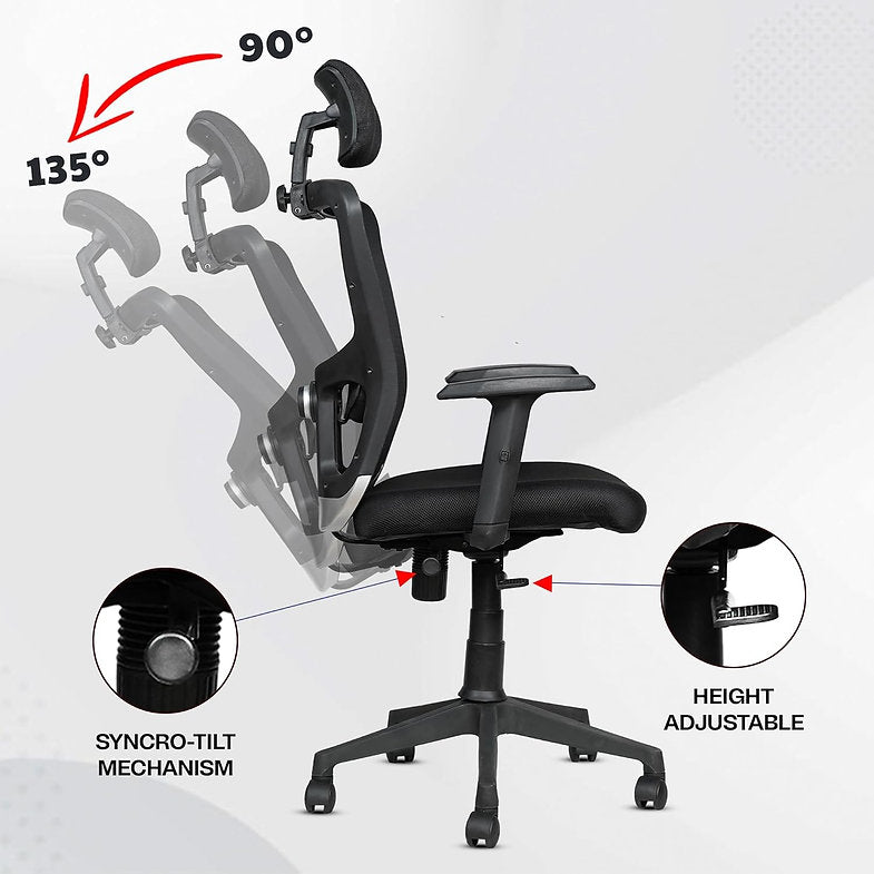 MRC Jazz High-Back Office Chair| Mesh Ergonomic Office Desk Chair with Adjustable Armrests & Lumbar Support - MRC Executive Chairs
