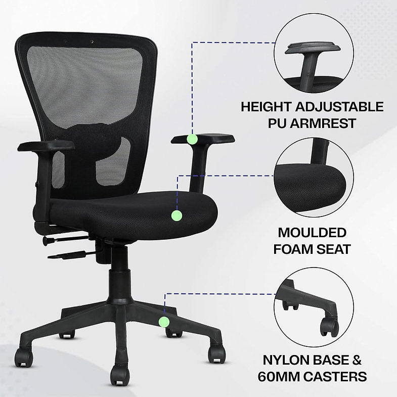 MRC Jazz Mid-Back Office Chair | Office Desk Chair with Adjustable Armrests & Lumbar Support - MRC Executive Chairs