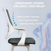 Gray and white MRC Mono fixed mesh chair with ergonomic lumbar support.
